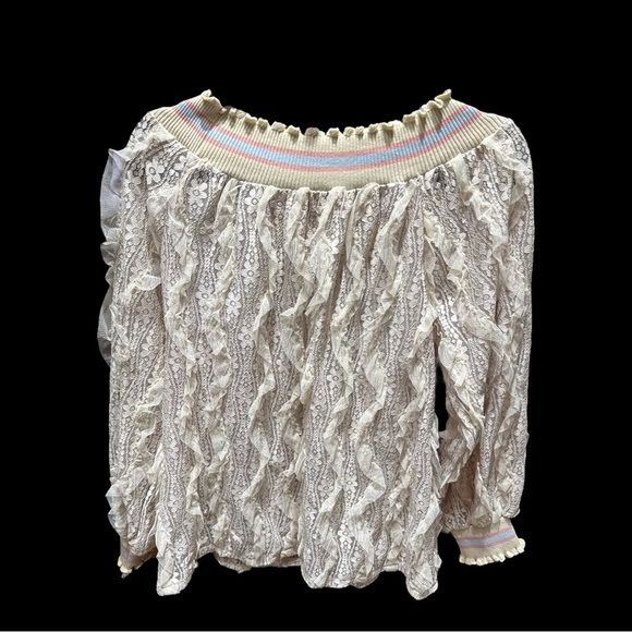 Chicwish Sheer Lace Ruffle Top - NWT | Fits Like Size Large - Picture 2 of 6